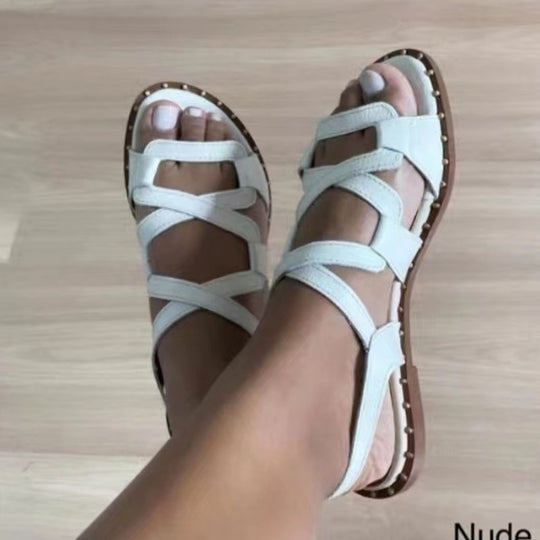 Damen farbenfrohe Sandalen mit flexiblen Riemen R&B