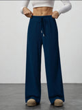 Damen Weit geschnittene Relax-Hose aus elastischem Strickmaterial mit Kordelzug R&B