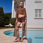 Damen transparentes Strand-Outfit mit modischen Längen und Schnürdetails R&B