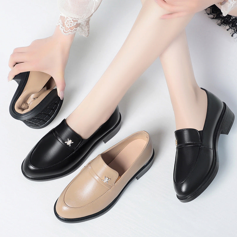 Damen Elegante Mokassins mit modischem Dekor und bequemem Blockabsatz R&B