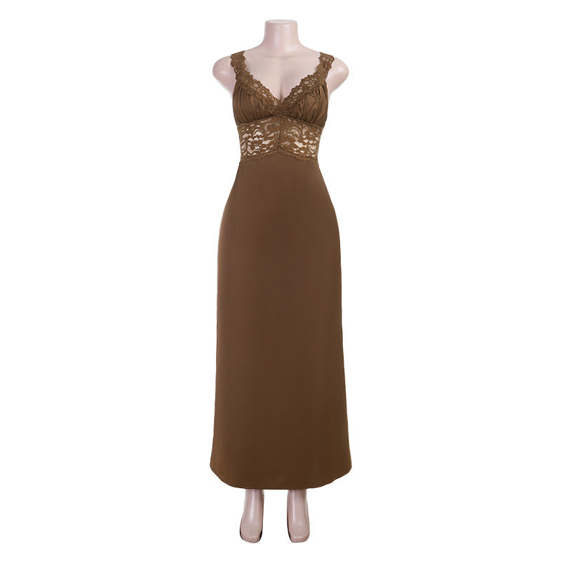 Damen Spitzen Maxikleid mit elegantem Unterbrustdesign R&B