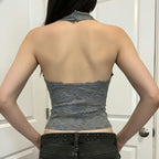 Damen Elegantes Spitzen-Haltertop mit tiefem V-Ausschnitt R&B