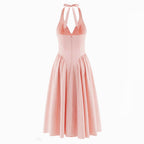 Damen Maxikleid mit tiefem V-Ausschnitt und Pommes-Rockdesign R&B