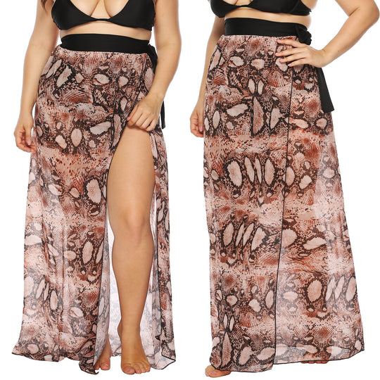 Damen Beach-Kimono aus transparentem Stoff mit trendigem Schlangenprint R&B