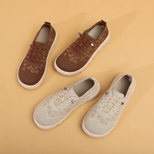 Damen Atmungsaktive Sneaker mit modischem Leopardenmuster R&B