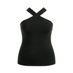 Damen Crop-Top mit schickem Kreuz-Ausschnitt und figurbetontem Schnitt R&B