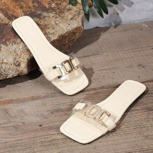 Damen Elegante und schicke Mules mit dekorativem Schnallen-Detail R&B