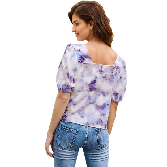 Damen Blusenshirt mit Puffärmel und floralen Details R&B
