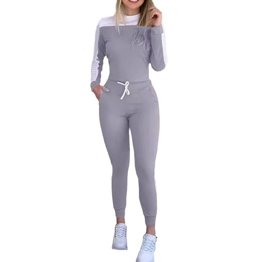 Damen Sportlicher Jumpsuit mit abnehmbaren Trägern und seitlichen Kontraststreifen R&B