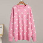 Damen Gemusterter Strickpullover mit Herzmotiv und lässigem Schnitt R&B
