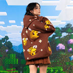 Unisex nan Kapuzenpullover mit eingestricktem Pixel-Bienenmotiv und aufgesetzter Kängurutasche R&B