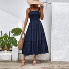 Damen Midikleid mit elastischem Oberteil und fließendem Rock R&B