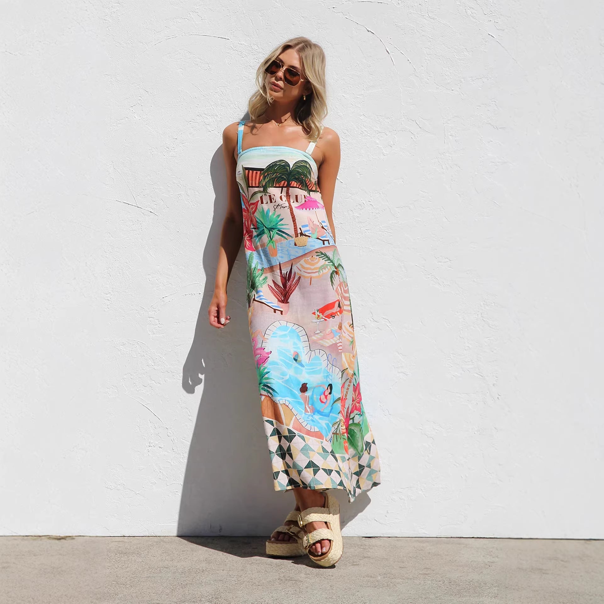 Damen Sommerliches Maxikleid mit buntem Print und luftiger Passform
