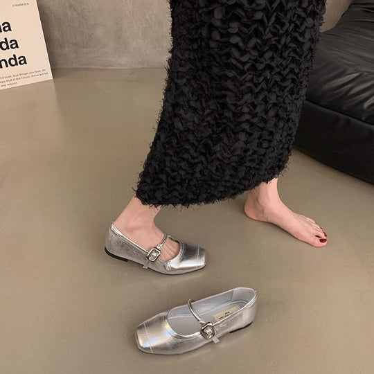 Damen elegante Ballerinas mit modischem Riemchen und stabiler Sohle R&B
