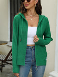 Damen legerer Strickcardigan mit Kapuze und Reißverschluss