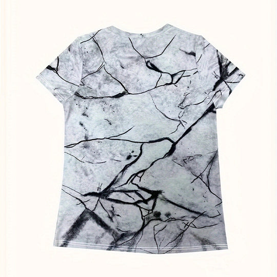 Damen T-Shirt mit 3D-Katzenmotiv und kreativem Rissdesign R&B