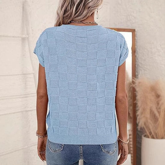 Damen lässiges Strickoberteil mit modernem Karomuster R&B