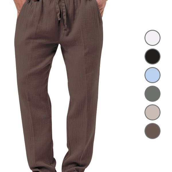 Herren nan lässige Leinen-Relaxhose mit elastischem Tunnelzugbund und praktischen Seitentaschen R&B