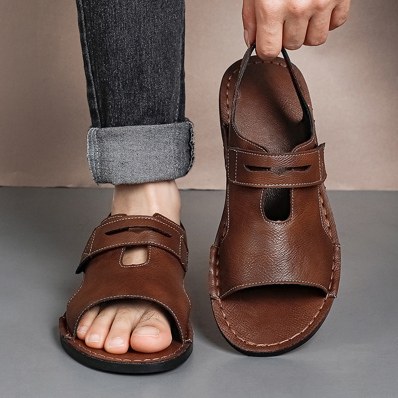 Herren Atmungsaktive Leder-Sandalen mit verstellbarem Riemen R&B