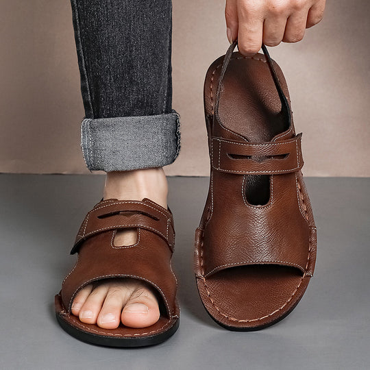 Herren Atmungsaktive Leder-Sandalen mit verstellbarem Riemen R&B