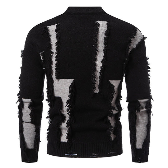 Herren Pullover mit auffälligem Fransen-Design R&B