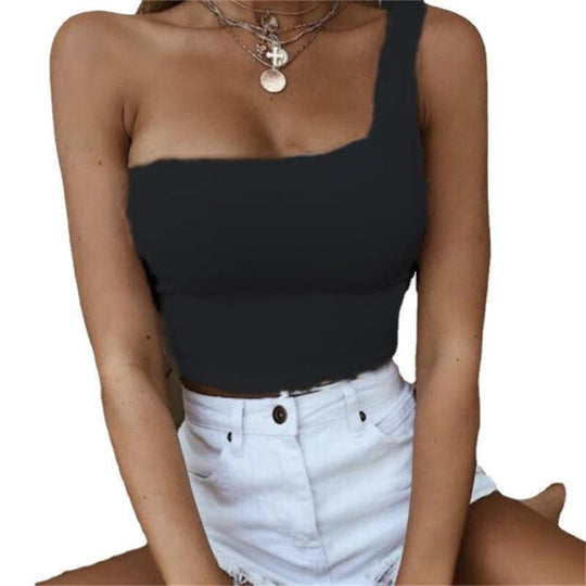 Damen Elegantes One-Shoulder Crop-Top R&B