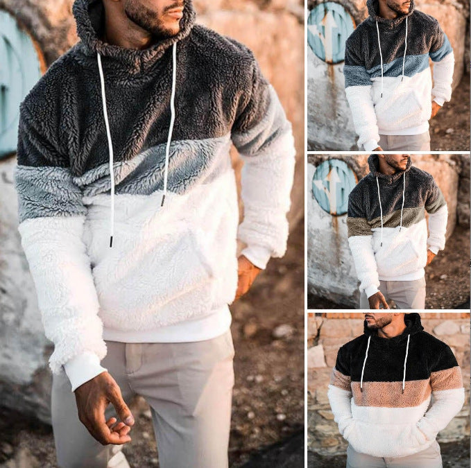 Herren lässiger Fleece Pullover mit hohem Kragen und asymmetrischem Design R&B