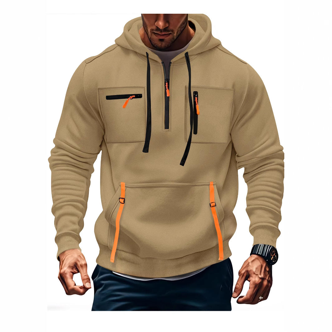 Herren modischer Kapuzenpullover mit funktionalen Reißverschlusstaschen R&B