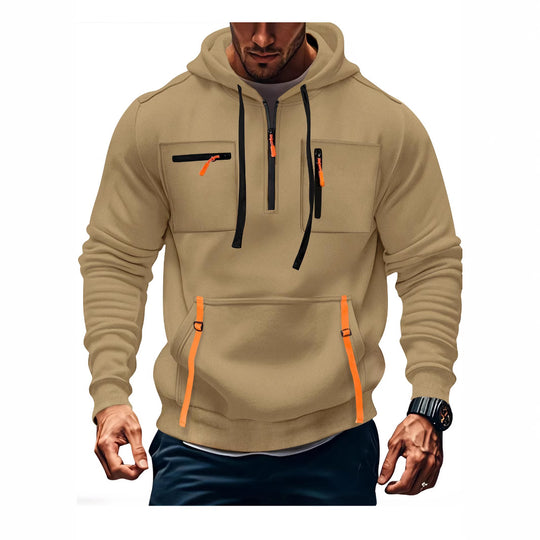 Herren modischer Kapuzenpullover mit funktionalen Reißverschlusstaschen R&B