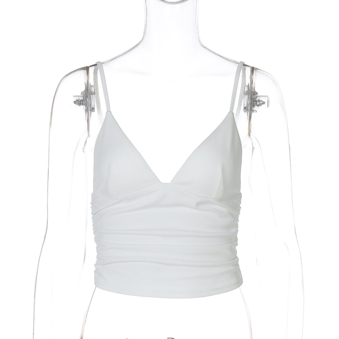 Damen Elegantes Spaghetti-Top mit Raffungen R&B
