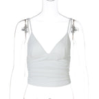 Damen Elegantes Spaghetti-Top mit Raffungen R&B