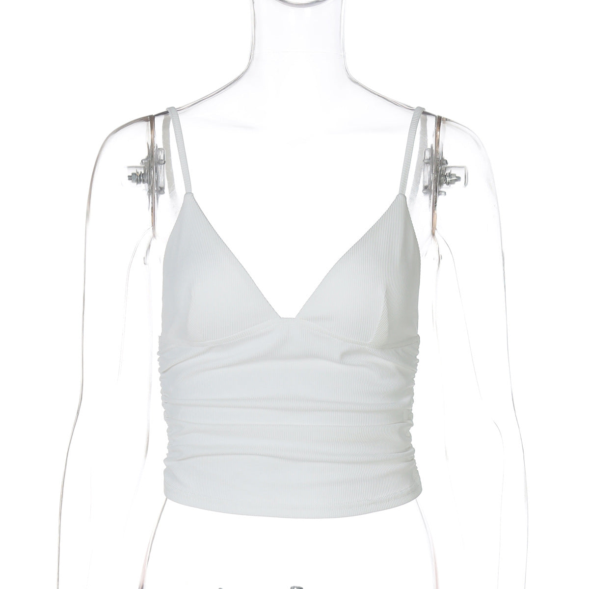 Damen Elegantes Spaghetti-Top mit Raffungen R&B