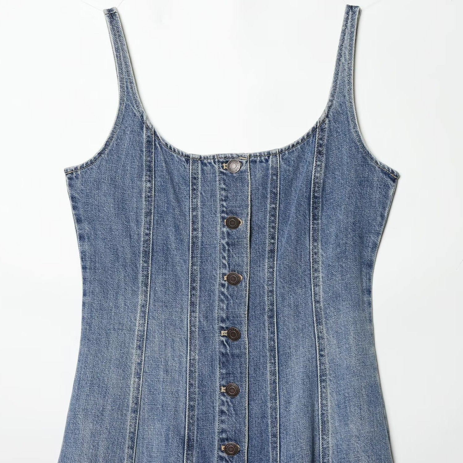 Damen Jeanskleid im A-Linien Schnitt mit Knopfverschluss R&B