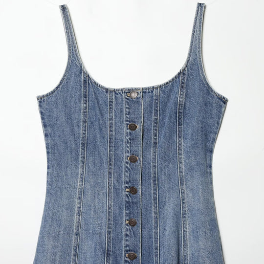 Damen Jeanskleid im A-Linien Schnitt mit Knopfverschluss R&B