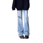 Damen Flared Jeans mit hohem Bund und modischen Rissdetails R&B