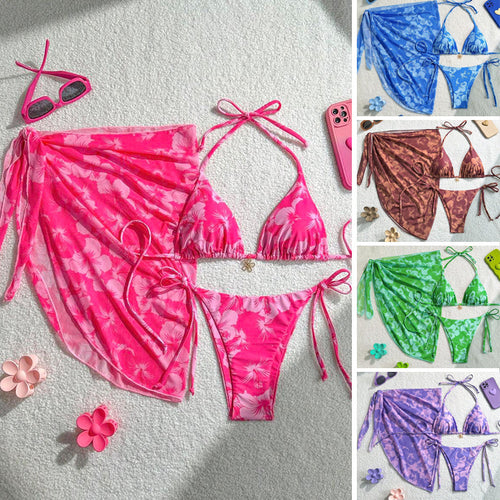 Damen Triangel-Bikini-Set mit verstellbaren Trägern und Wickeltuch R&B