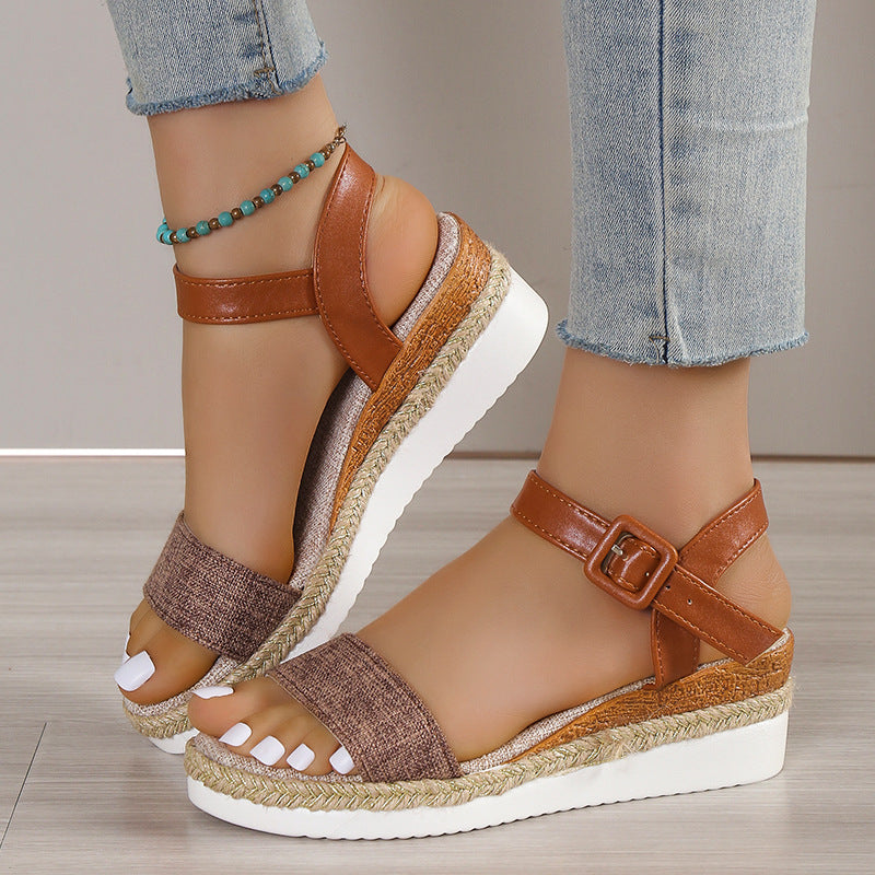 Damen Wedge-Sandalen mit verstellbarem Riemen und rutschfester Sohle R&B