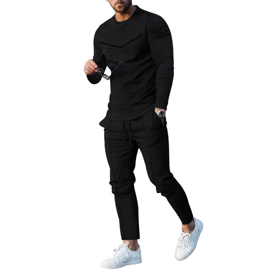 Herren Sportliches Freizeit-Set mit atmungsaktivem Langarmshirt und bequemen Jogginghosen R&B