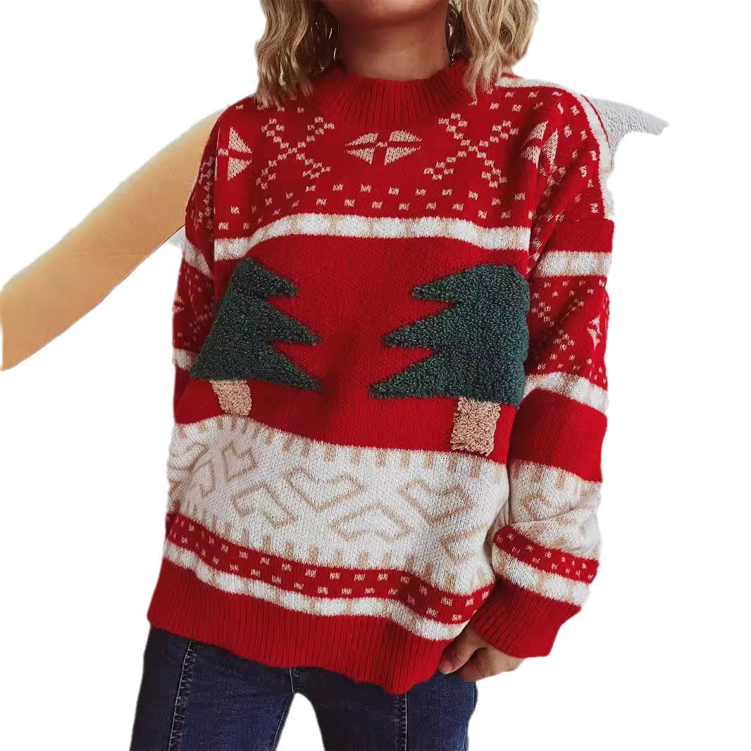 Damen festlicher Strickpullover mit weihnachtlichem Motiv und weichem Material R&B