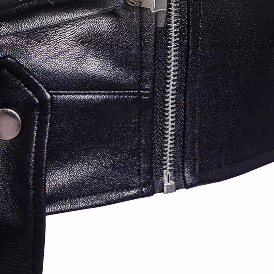 Herren Luxus Leder Bikerjacke mit asymmetrischem Reißverschluss