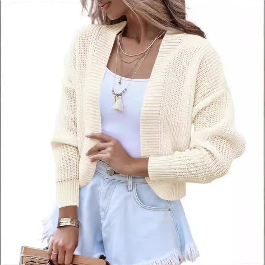 Damen lässiger Strickpullover mit überschnittenen Schultern und weitem Schnitt R&B
