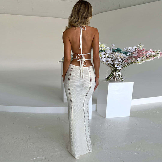 Damen Maxi-Strandkleid mit innovativem Cut-Out-Design R&B