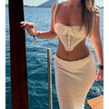 Damen Elegantes Häkel-Zweiteiler mit asymmetrischem Design EB