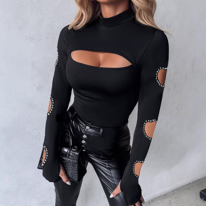Damen Langärmliges Oberteil mit einzigartigem Cut-Out-Design und dekorativen Details R&B