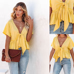 Damen Bluse mit lässigem Schnitt und Raffungen R&B