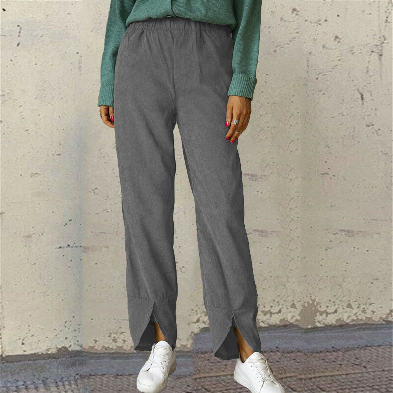 Damen Modische und bequeme Bundhose mit seitlichen Schlitzdetails R&B