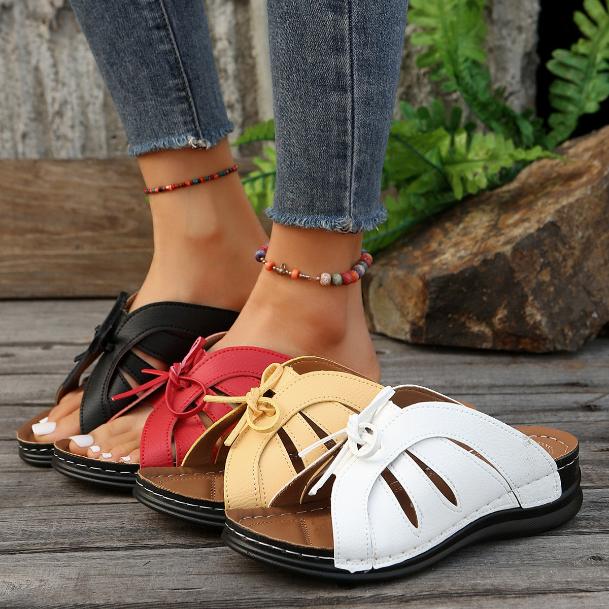 Damen offene Komfortsandalen mit stylischem Schnitt R&B
