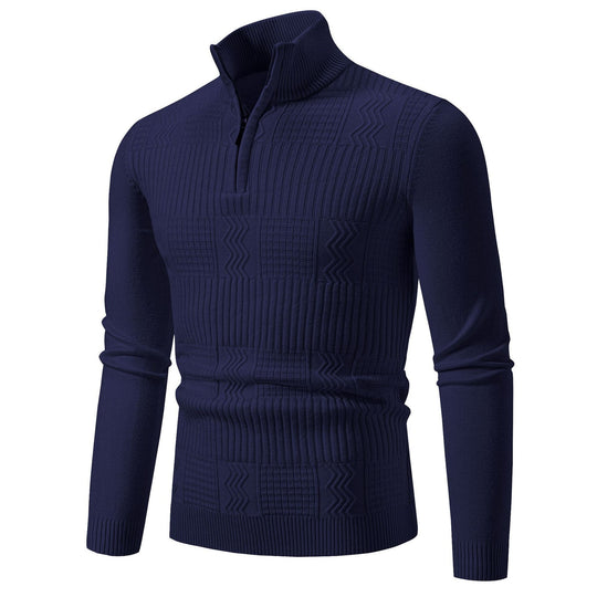Herren Strickpullover mit modernem Stehkragen und strukturiertem Design R&B