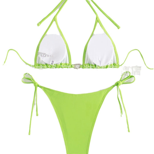 Damen Triangel-Bikini mit herzförmigen Akzenten und verstellbaren Riemen R&B