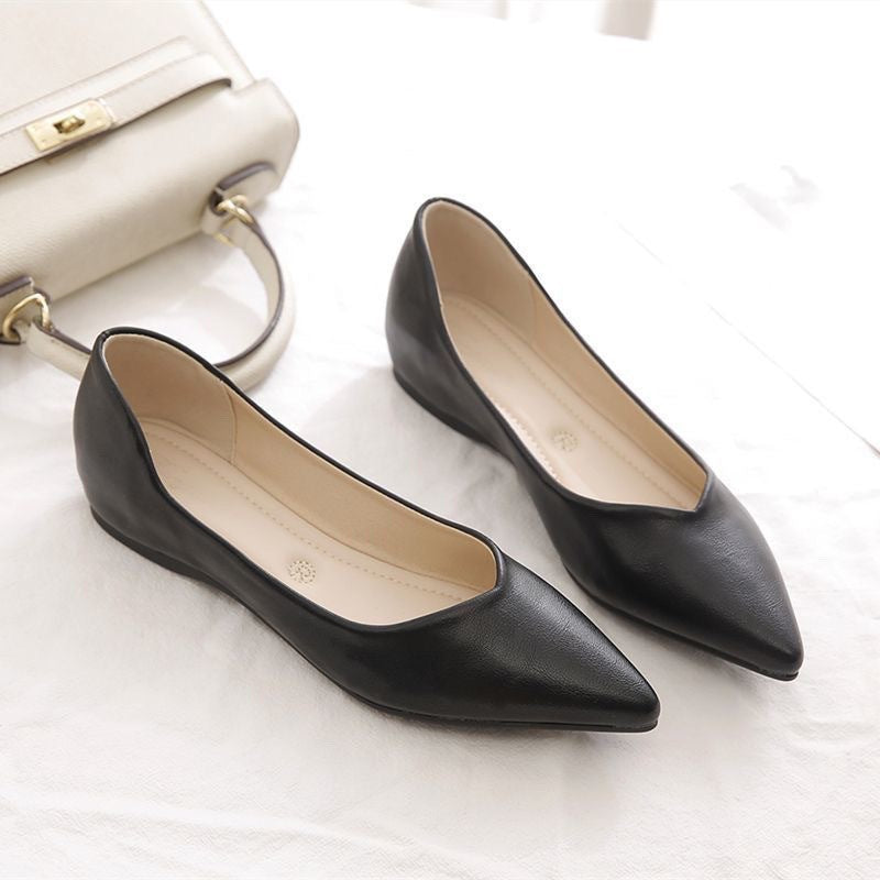 Damen Elegante Ballerinas aus hochwertigem Leder mit modischem V-Ausschnitt R&B